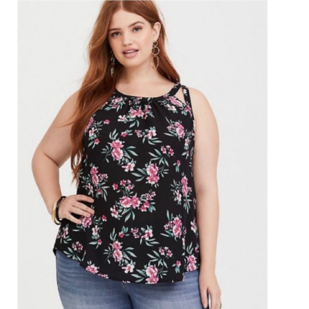 Torrid Pink and Green Sleeveless Tank Top
